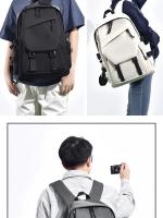 Mochila impermeable de poliéster para hombre, morral sencillo de 15 pulgadas, de Color sólido, a la moda, para ordenador de estudiante y pareja - details 2