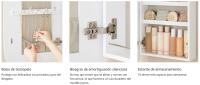 SONGMICS Armario para Joyas, Espejo Joyero de Pared, Organizador con Luz LED y Cerradura, Varios Compartimentos, para Pendiente, Collar, Superficie Blanca y Forro Gris Beige - details 3