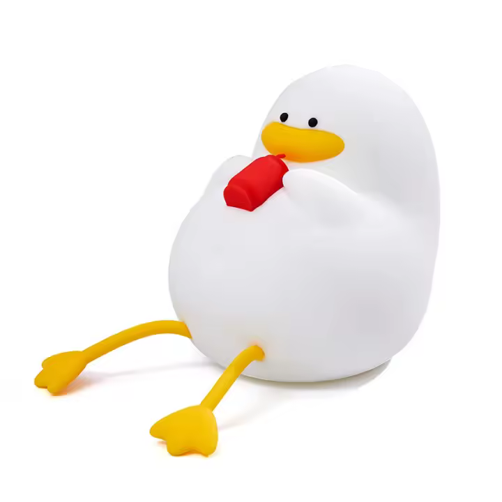Luz de noche de pato, Linda luz de noche de silicona para niños, lámpara de cabecera LED regulable, luz de noche para niños pequeños, decoración linda de la habitación (con capucha) - 1