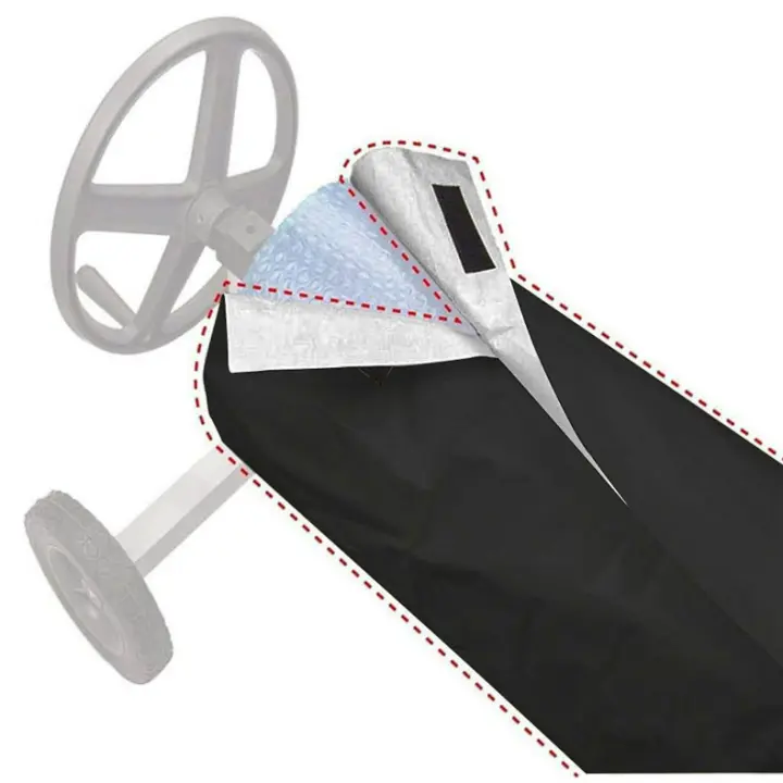 Cubierta de tela impermeable para piscina, cubierta enrollable, cubierta protectora para piscina al aire libre, cubierta solar, cubierta para piscina antiviento/lluvia/polvo/UV——49,096 cm negro - 1