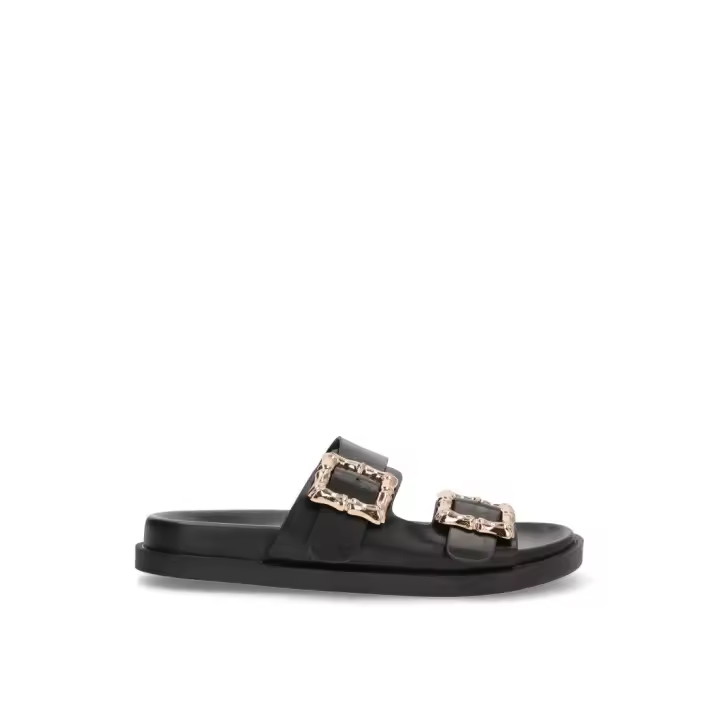 SANDALIA PLANA HEBILLAS ETIKA 10067 CANOVA 02, MUJER NEGRO - 1