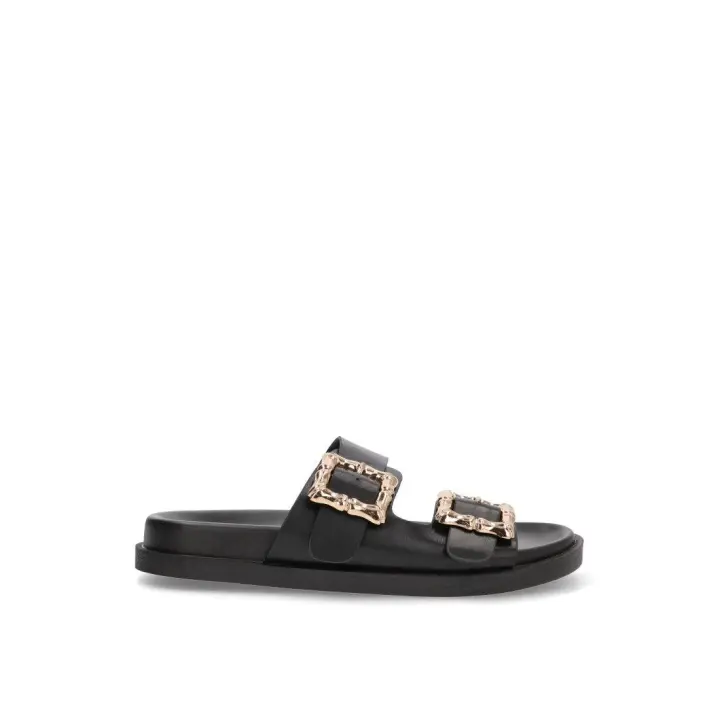 SANDALIA PLANA HEBILLAS ETIKA 10067 CANOVA 02, MUJER NEGRO - 1