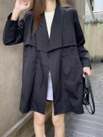 Abrigo De Trench Elegante Para Mujer plus Talla Primavera/Otoño Con Cierre De Cordón Estilo Coreano Casual Versátil Con Bolsillos - details 28