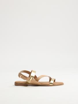 Mujer Sandalias Planas BOSANOVA Para Mujer Piel, Tiras Finas Y Detalle  Dorado, Hechas En España Sandalias Dedo