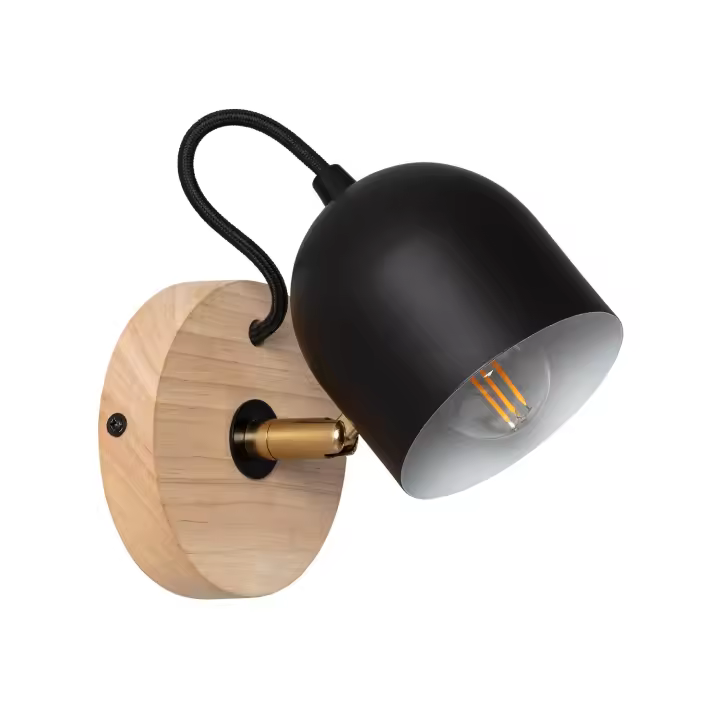 Ledkia Lámpara de Pared de Madera y Metal Acalco Negro - 1