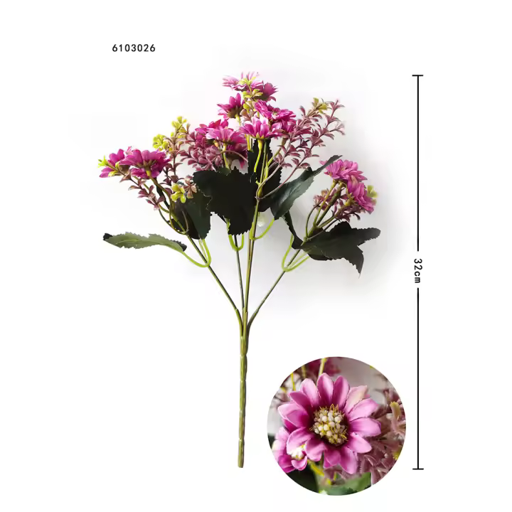 Poenia Arte Floral - Flores y Plantas Artificiales - Ramo de Flor Artificial 32cm 3pcs - Fácil de Mantener - 1