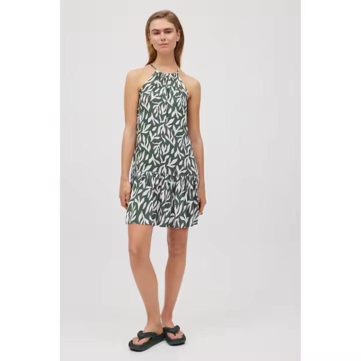 Ysabel Mora - Vestido corto anudado al cuello estampado - 1
