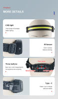 Linterna Frontal Recargable 3000LM COB Impermeable Para Camping Y Pesca Lámpara De Mano Con Tres Modos De Iluminación Batería 18650 Incluida - details 1