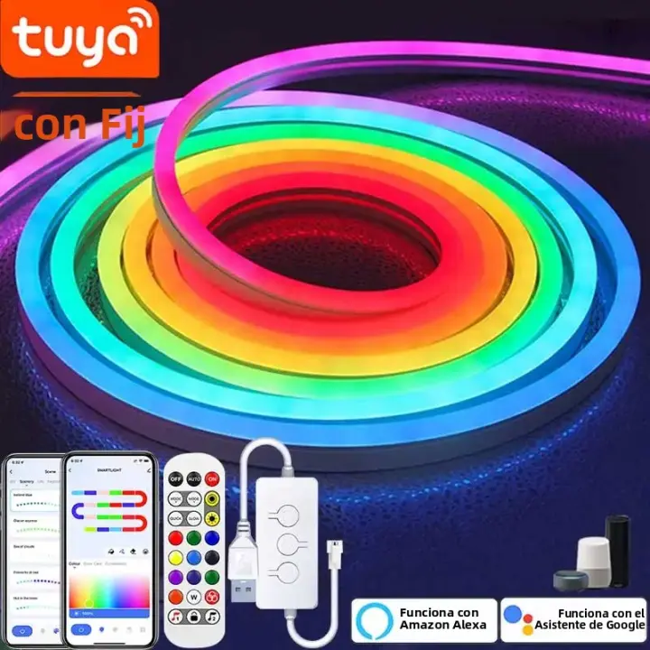 TUYA Fita De Leds Neón 5V 72LEDs/M Con Silicone Y Sincronización De Música RGBIC Dreamcolor Fita Cinegante Para Habitación - 1