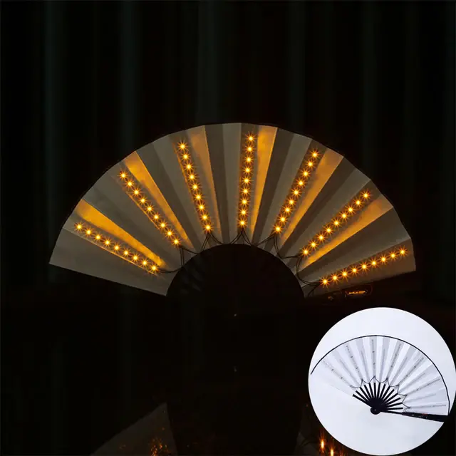 Abanico De Bambú Chino LED Brillante Para Actuaciones De Danza Y Conciertos Abanico Plegable Para Apoyo Prop De Fiesta Luminosa Neon - 1
