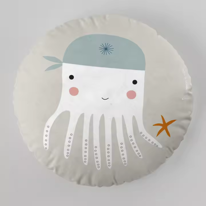 COJIN REDONDO INFANTIL CON RELLENO SURF 40 CM DIAMETRO HACIENDO EL INDIO FABRICADO EN ESPAÑA - 1