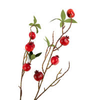 Rama De Pimienta Con Hojas Y 9 Cabezas De Pomegranato Falsas Rojas Y Naranja Para Decoración De Jardín Y Hogar Material De Seda - details 10