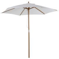 Outsunny Sombrilla Parasol de Madera Ø250x230cm para Exterior con 6 Varillas Sistema de Cuerda con Fijación Desmontable Portátil Fácil de Guardar y Transportar - details 0