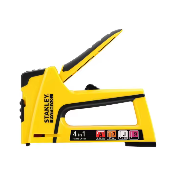 STANLEY Grapadora FATMAX® TR400 4en1 - Adaptable para Grapas Tipo A, Cables y Clavos Tipo J, con Función Antiatascos y Ajuste de Potencia | Ideal para Bricolaje y Uso Profesional | Modelo FMHT6-70411 - 1