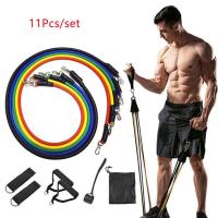 Set De 11 Bandas De Resistencia TPE Con Anclaje De Puerta Manijas Bolsa De Transporte Y Tirantes Para Piernas Y Tobillos Para Ejercicios De Fortalecimiento Muscular Unisex - details 0