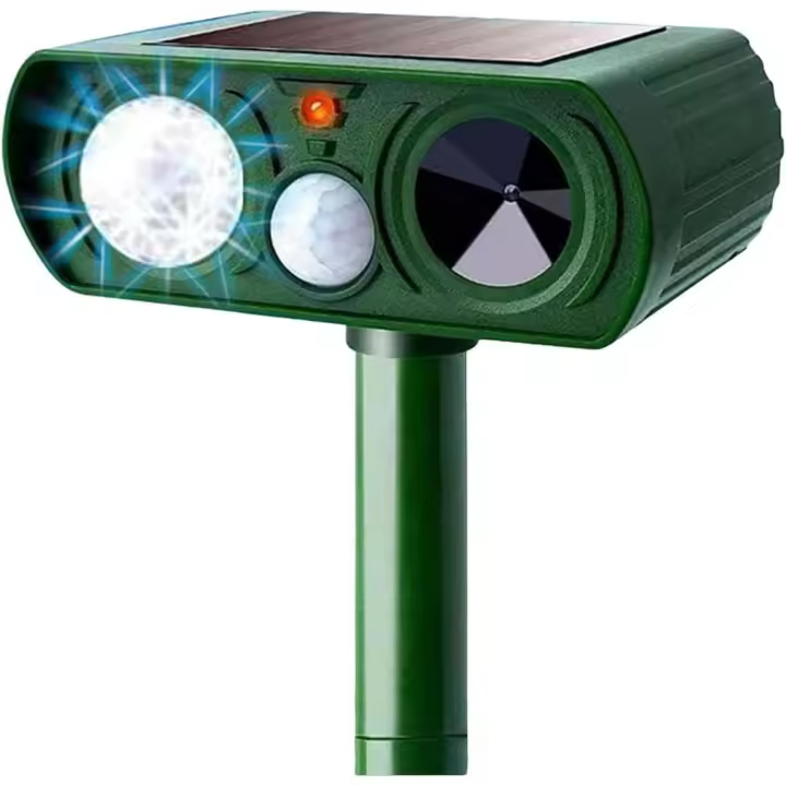 Repelente solar ultrasónico para animales con sensor de Movimiento y Luz de flash. Ideal para exteriores, weatherproof, para granjas, Jardines, Céspedes, Gatos, Perros, coyotes, aves, zorrillos, serpientes, Mapaches, Conejos y ardillas. - 1