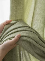 Cortinas De Matcha Verde Japonés Para Primavera Y Verano Cortinas De Lino Transparentes Cortinas Opacas Lujo Para Dormitorios Estilo Moderno 100% Poliéster Sin Funda - details 9
