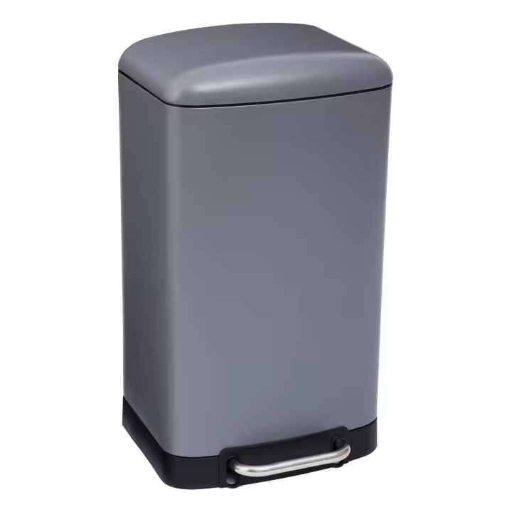 WELL HOME - Papelera / cubo de basura / contenedor de residuos con pedal Antracita 30L - 1