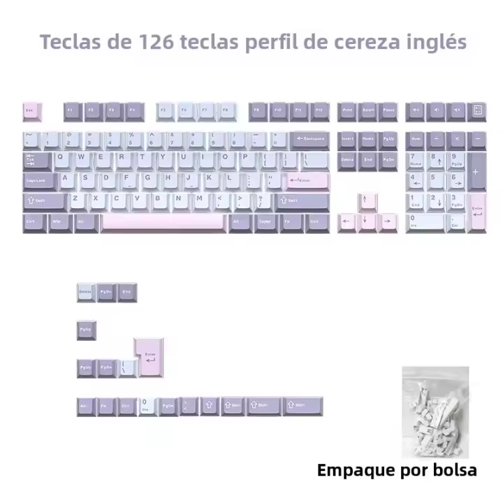 Keycaps De PBT Perfiles Cherry Para Gaming Teclado Mecánico MX Switches Layout ISO Minimalista Para GMK87 AULA 75 126 Teclas - 1