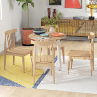 HOMCOM Mesa de Comedor Redonda para 4 Personas Mesa de Cocina Moderna con Tablero de Madera y Base de Acero Cruzada para Salón Ø80x75 cm Roble - details 1