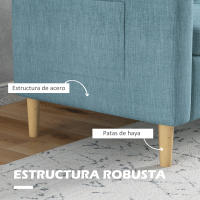 HOMCOM Sofá de 2 Plazas Sillón Moderno Tapizado en Poliéster con 2 Bolsillos Laterales Reposabrazos y Patas de Madera para Dormitorio Oficina Carga 200 kg 143x76x83 cm Gris - details 3