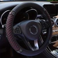 Cubierta De Volante De Coche En Cuero PU Con Diamantes Artificiales Tamaño 14.57-14.96 Pulgadas Nueva Cubierta De Volante - details 5