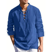 Camisa De Renacimiento Para Hombre Pirate Viking Medieval Camisa De Halloween Transpirable Top De Manga Larga Para Fiestas Diarias Streetwear Casual - details 6