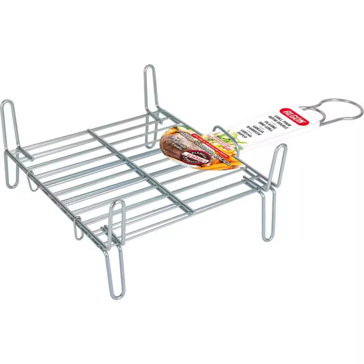 Algon - Parrilla Barbacoa Doble 25x25cm Zincada - Resistente y Fácil de Limpiar - Versátil para Exteriores - Portátil y Compacta - 1