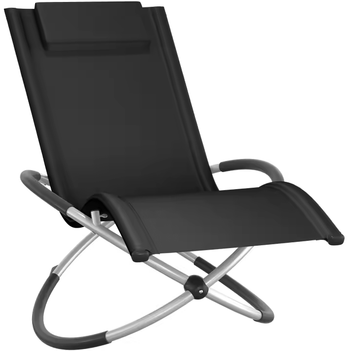 TECTAKE - Tumbona PAULINA ergonómica, plegable y capacidad de carga de 150 kg, Con función de balancín, Superficie con malla transpirable de textileno con reposacabezas extraíble, Estable estructura de acero con inserciones suaves de espuma - 1