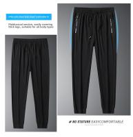 Pantalones Casuales Para Hombre Verano 2025 Ice Silk Delgados Talla Grande Cintura Baja Secado Rápido Joggers De Pierna Ancha Hasta El Tobillo - details 3