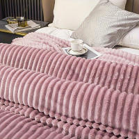 Manta Gruesa De Color Sólido Con Rayas Anchas Manta Suave Y Cálida Para Sofa Y Cama Cubierta De Tela Decorativa Para Dormitorio En Casa Estilo Geométrico - details 12