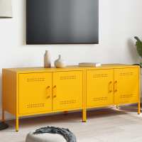 vidaXL Muebles para TV 2 piezas acero mostaza 68x39x50,5 cm en color Amarillo/Antracita/Blanco y más | almacenamiento funcional diseño moderno para baño dormitorio sala - details 0