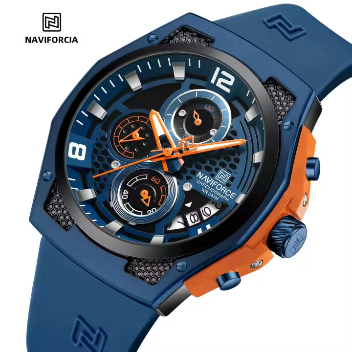 Reloj De Pulsera De Cuarzo NAVIFORCE NF8051L Para Hombre De Lujo Con Correa De Silicona Resistente Al Agua ySport Reloj De Pulsera De Calidad Superior - 1