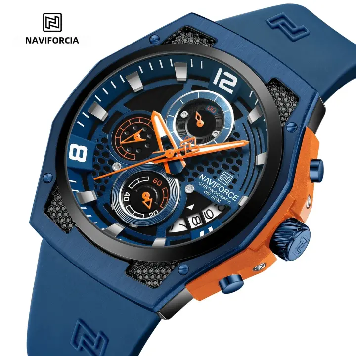 Reloj De Pulsera De Cuarzo NAVIFORCE NF8051L Para Hombre De Lujo Con Correa De Silicona Resistente Al Agua ySport Reloj De Pulsera De Calidad Superior - 1