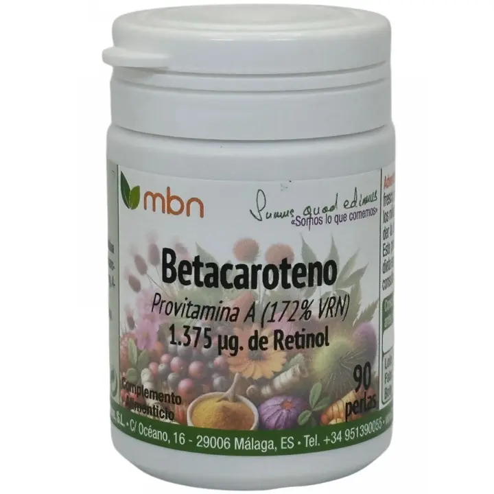 Betacaroteno 90 perlas 1.375µg de retinol de Manabios - 1