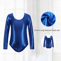 Bodysuit De Gimnasia Para Niñas En Color Sólido Transpirable Con Manga Larga Brillo Colorido Dancewear Para Ballet - details 1