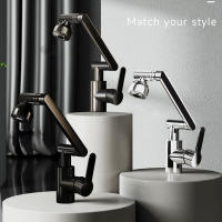 Grifo Universal Giratorio De Doble Modo Para Cocina Y Baño Con Brazo Mecánico Ajuste De Agua Caliente Y Fría Instalación Montada En La Mesa Estilo Contemporáneo - details 3