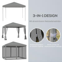 Gazebo plegable Gazebo Flash Gazebo 3x3m, Paredes laterales incl. Metal Y Canvas Oxford gris Claro y Negro Para Jardines y eventos - details 3