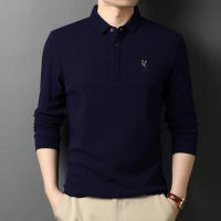 Camisa Polo Casual Para Hombres Con Bordado Manga Larga Color Sólido Moda Top Antiarrugas Para Verano - details 3