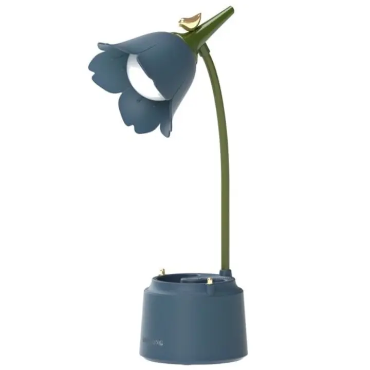 Lámpara LED de escritorio para niños, luz de lectura con portalápices, azul regulable, 1 unidad - 1