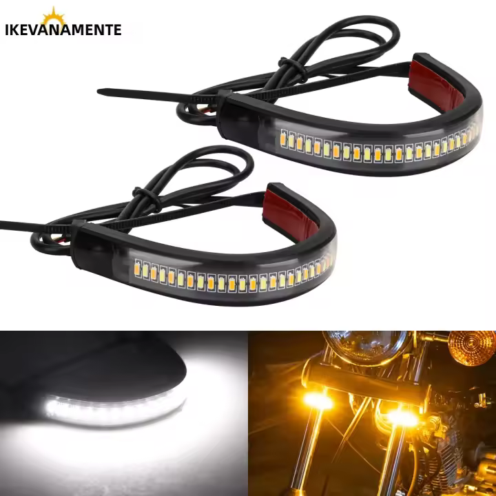 2 Pcs Lámpara De Señal De Giro LED 12V Para Motocicleta Con DRL Anillo De Puente Moto Flasher Accesorios De Auto Luz Ambar Y Blanco - 1