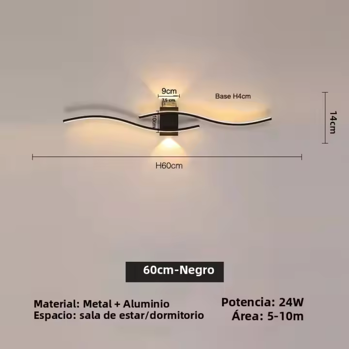 Lámpara De Pared LED Negra Y Blanca Para Sala De Estar TV Sofá Iluminación Interior Moderna En Largo Tira LED AC85-265V - 1