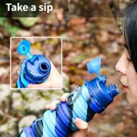 Botella de Agua reutilizable, plegable, de silicona, a prueba de fugas, portátil, para, Viajes, al Aire Libre, Gimnasio, senderismo, sin BPA, Cyclin - details 0