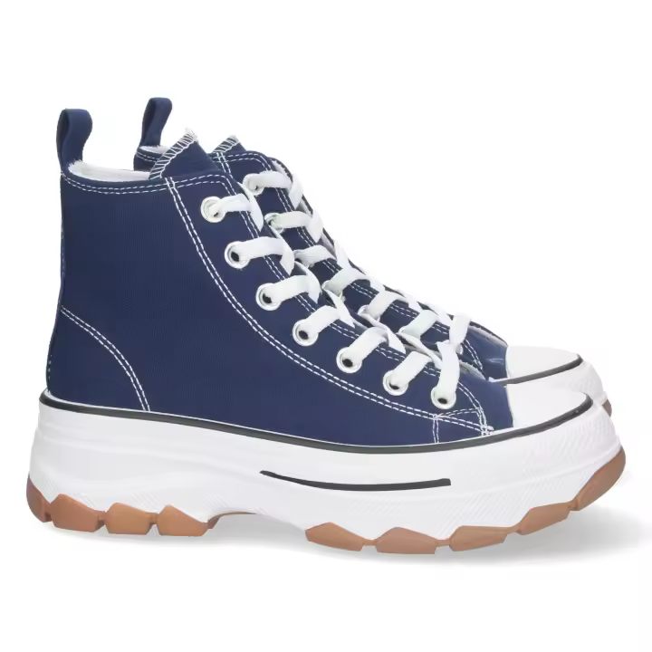 Zapatillas de lona abotinadas suela plataforma mujer color azul - 1