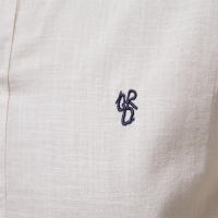 Camisa delgada de primavera y verano para hombre, moda informal, color sólido, talla europea, camisa de manga larga, top bordado de algodón y lino - details 8
