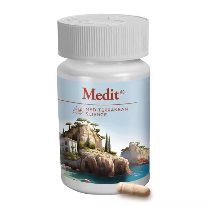 MEDIT® Cápsulas Memoria y Concentración  Vitaminas B, Zinc, Selenio y Magnesio  Extracto de Azafrán y Uva  Nutrición Natural para tu Mente con la Dieta Mediterránea  Prevención Deterioro Cognitivo  30 Cápsulas - 1