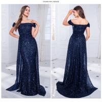 Vestido De Noche Romagic Azul Oscuro Con Cuello Abierto Y Cola Desmontable Vestido De Fiesta De Invierno Mermaid Con Lentejuelas Para Mujer - details 2
