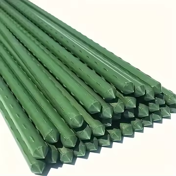 Pack de 10/20/40 tutores de Acero plastificado para Plantas de Ø 1,10 cm, Ideal para el Cuidado del jardín. Varillas para el Cuidado de Plantas y arboles (Color Verde) - 1