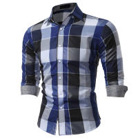 Camisa Larga Para Hombres Con Patoche Casera Top Casual De Cuadros Material Poliéster Estilo Clásico Cierre Soltero Para Todas Las Estaciones - details 0