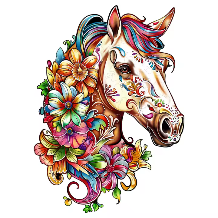 Rompecabezas De Madera Con Forma De Caballos Coloridos Juego De Puzzle Dificil Regalos Para Cumpleaños Para Niños Y Adultos - 1